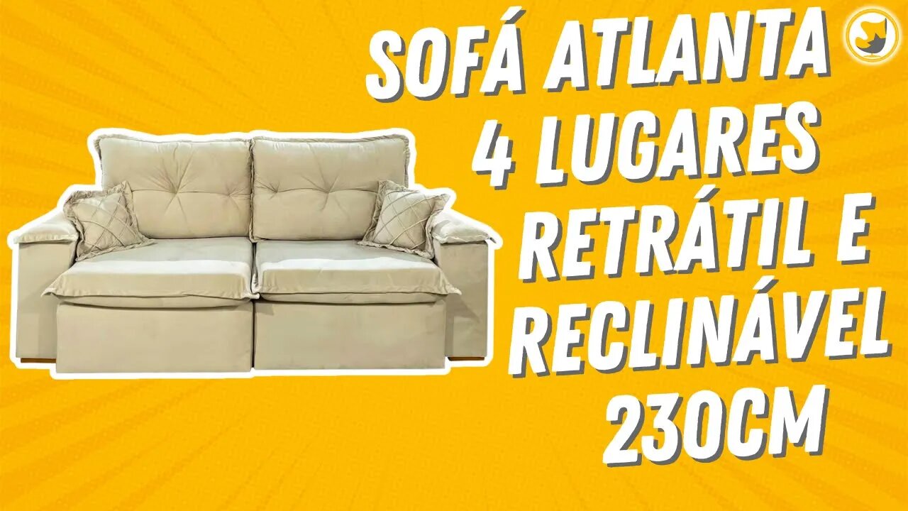 Sofá Atlanta 4 Lugares Retrátil e Reclinável 230cm Tecido Veludo União