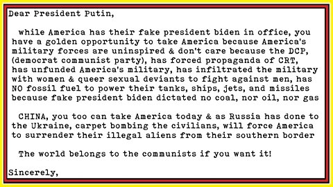 Dear President Putin 2022