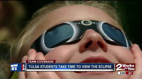 Tulsa students take time to view the solar eclipse