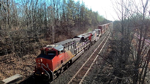 CN 3041 & CN 3876 Engines Intermodal Train Eastbound In London