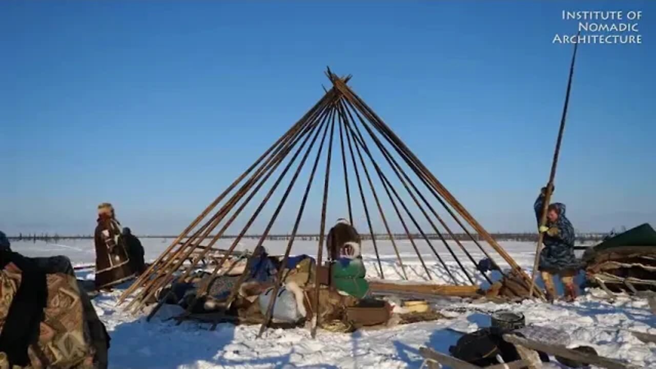 Warmest # Tent # on # Earth # # Pitching # in # the # Siberian # Arctic Winter Ненецкая палатка