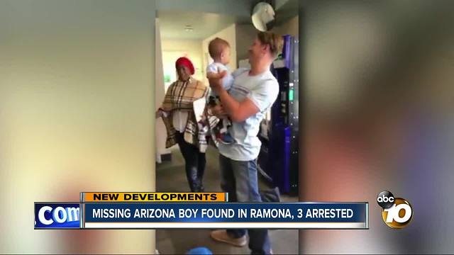 Missing Arizona boy found in Ramona, 3 arrested