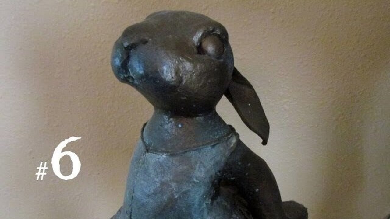 Paper Mache Bunny, with Faux Bronze Coating