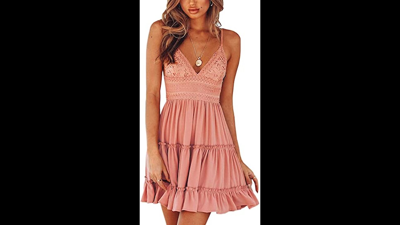 Women's V-Neck Mini Swing Skater Dress