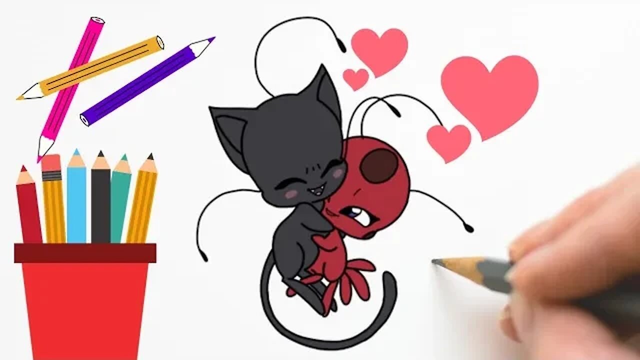 COMO DESENHAR TIKKI E PLAGG - DIA DOS NAMORADOS #tikki #plagg #ladybug