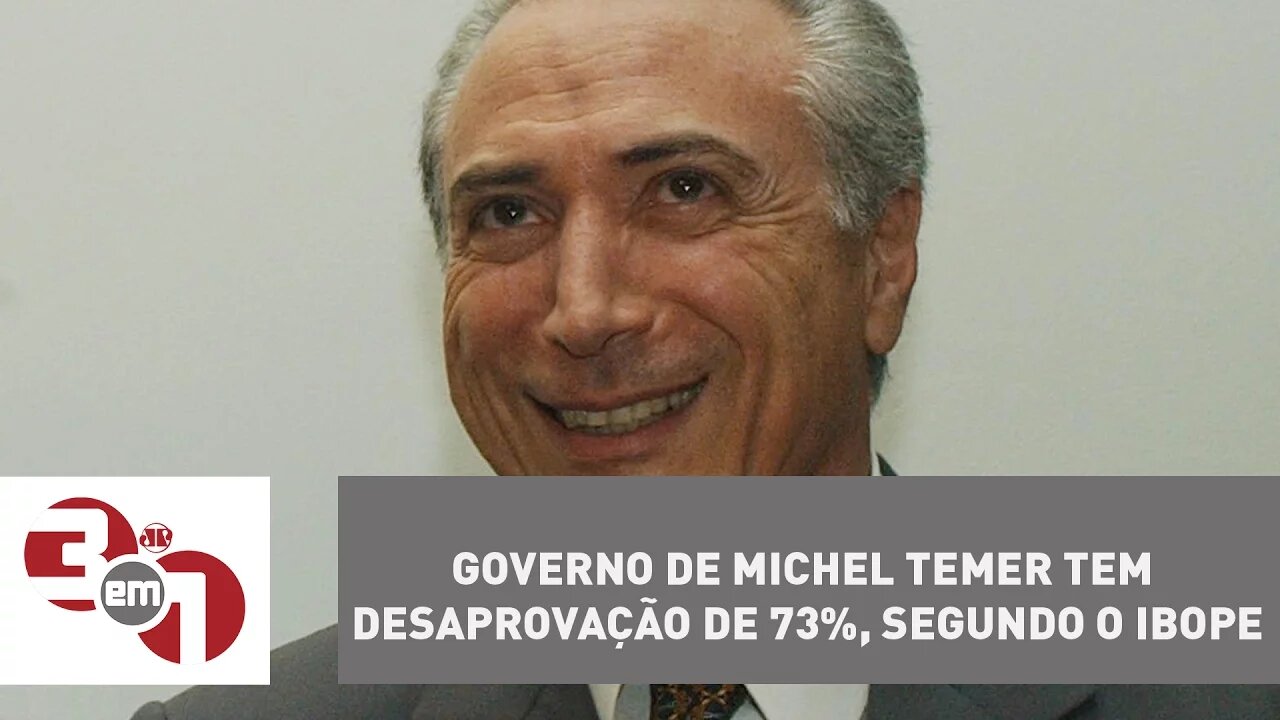 Governo de Michel Temer tem desaprovação de 73%, segundo o Ibope