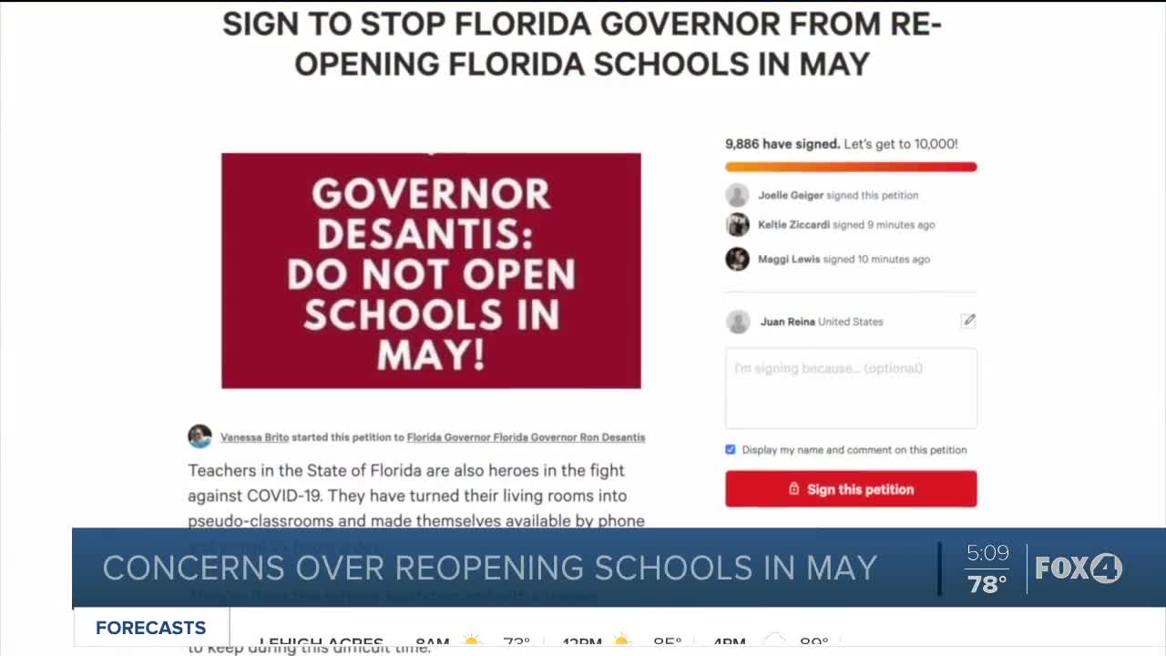 Concerns over reopening Florida schools in May