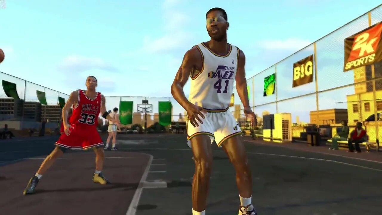 3 on 3: MJ, Scottie and The Worm vs Young Creepy Mailman, Young John Stockton and Father Time
