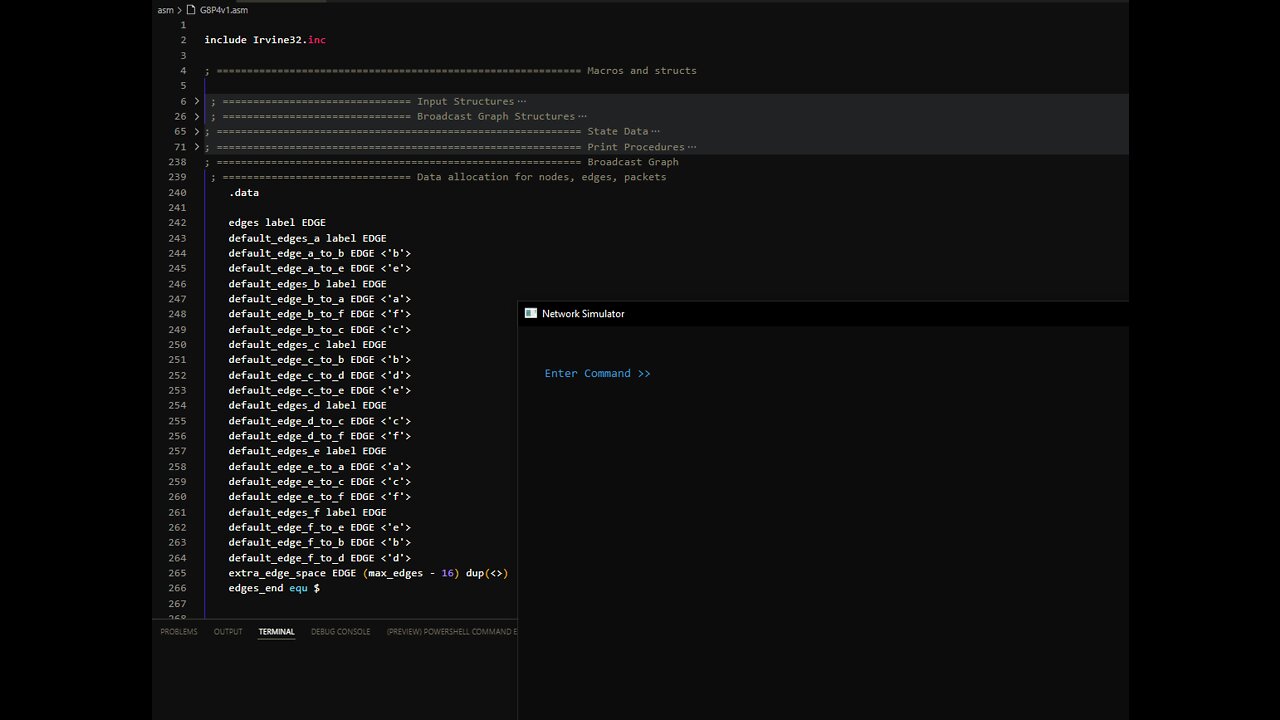 x86 masm - broadcast simulator - first swing at data structure - episode 1