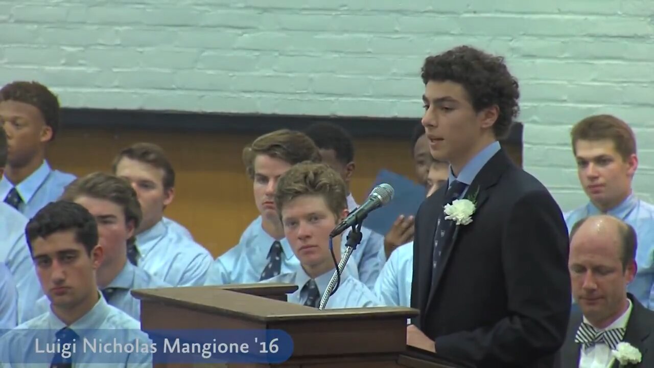 Footage released of LUIGI Mangione, giving his valedictorian speech at Gilman School in 2016