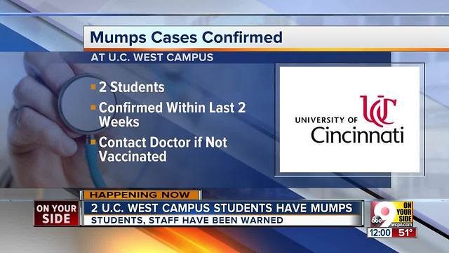 University of Cincinnati official: Two cases of mumps reported on campus