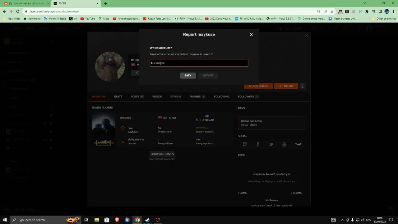 How to report smurf account on faceit