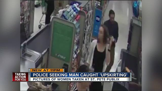 Police search for man seen on video taking photos up women's dresses at Publix in St. Pete