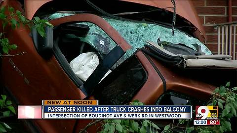 1 dead after truck goes airborne, crashes into balcony in Westwood
