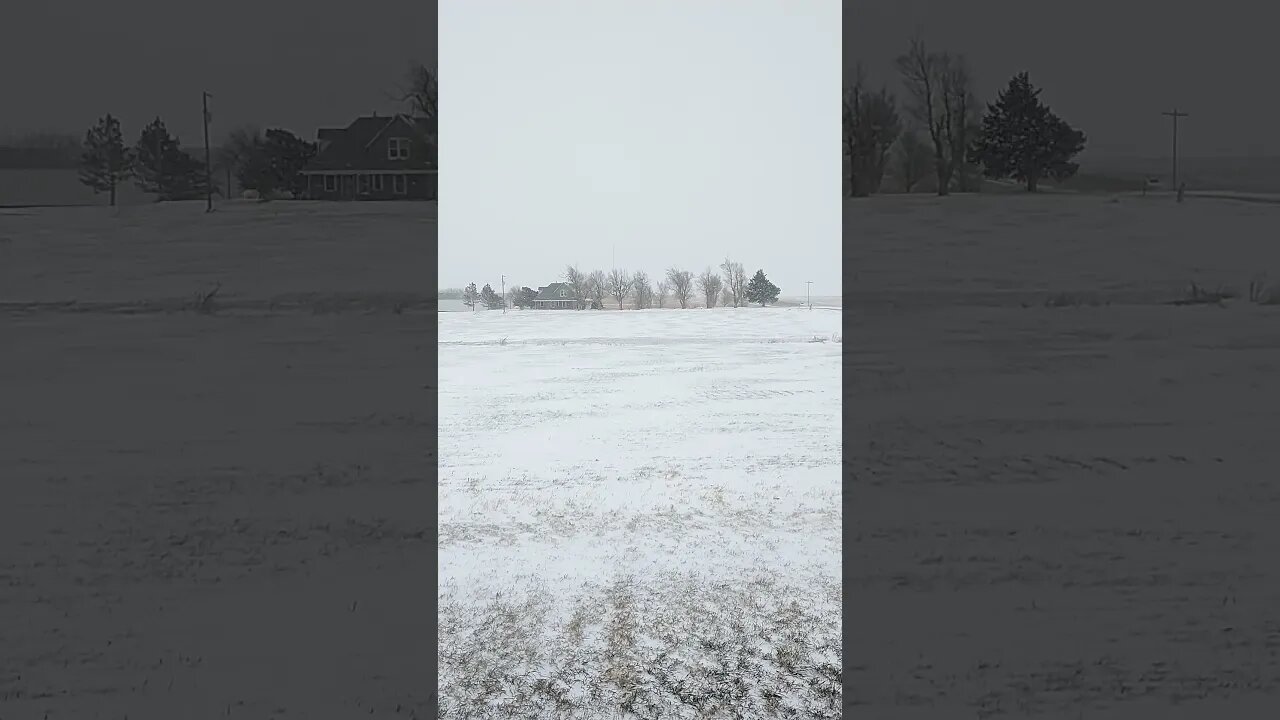 HORIZONTAL snow on the prairie.