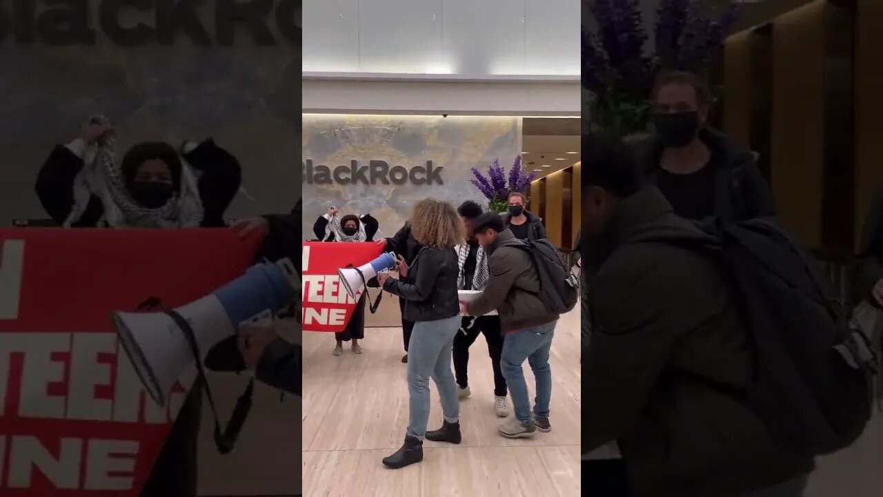 Pro-Palestinian crowd occupies BlackRock in New York.