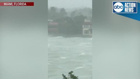 Boat sinks in Hurricane Irma winds in Miami