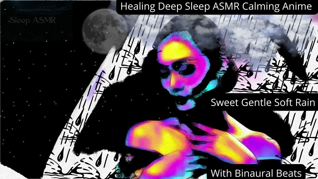 Healing Deep Sleep ASMR Calming Anime Sweet Gentle Soft Rain With Binaural Beats