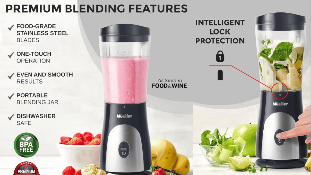 Mueller Heavy-Duty Smootie Blender, Personal Blender for Shakes and Smoothies