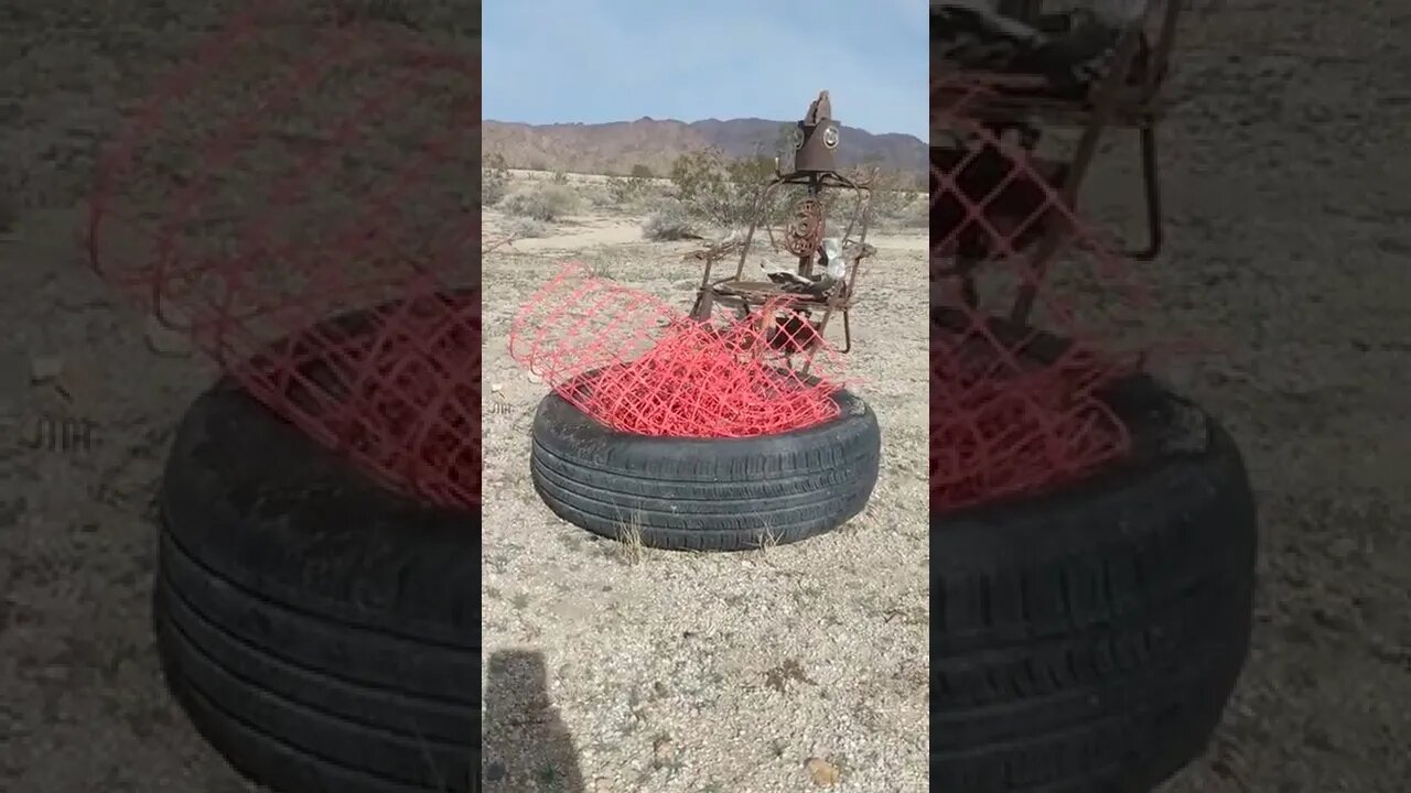 Wind chime sculpture in the desert