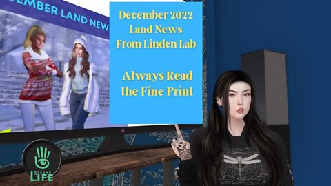 Linden Lab December Land News - Always Read the Fine Print in Second Life