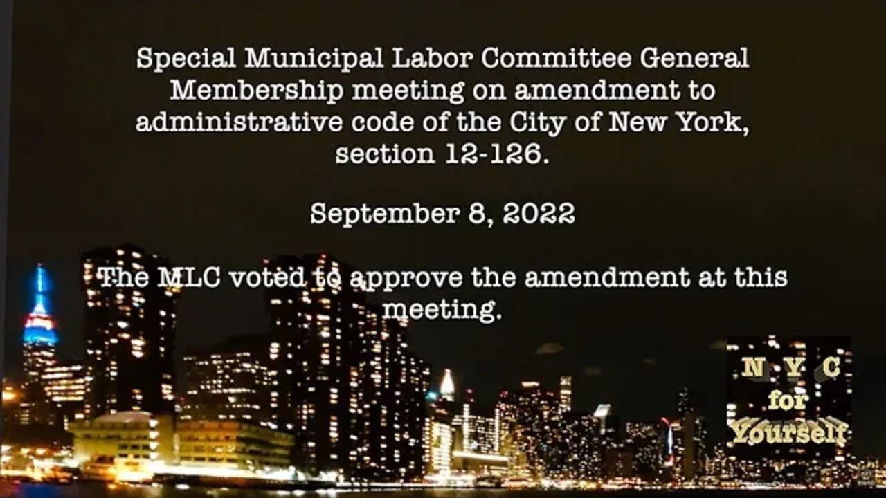 LEAKED AUDIO: Special Municipal Labor Committee Meeting on Admin Code 12-126 Amendment