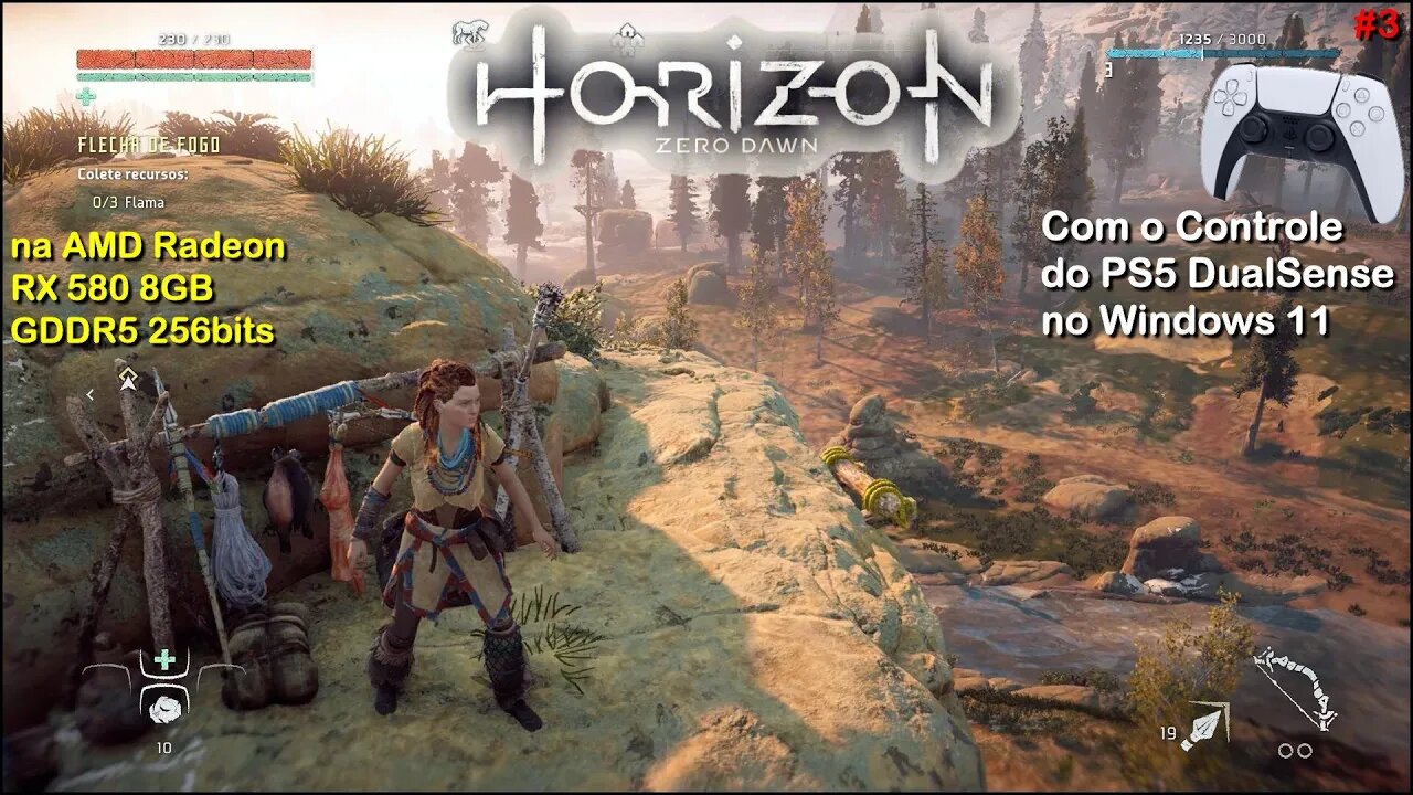 Horizon Zero Dawn, com o controle do PS5 Dual Sense no Windows 11. Na Radeon RX580 8GB 256bits (#3)