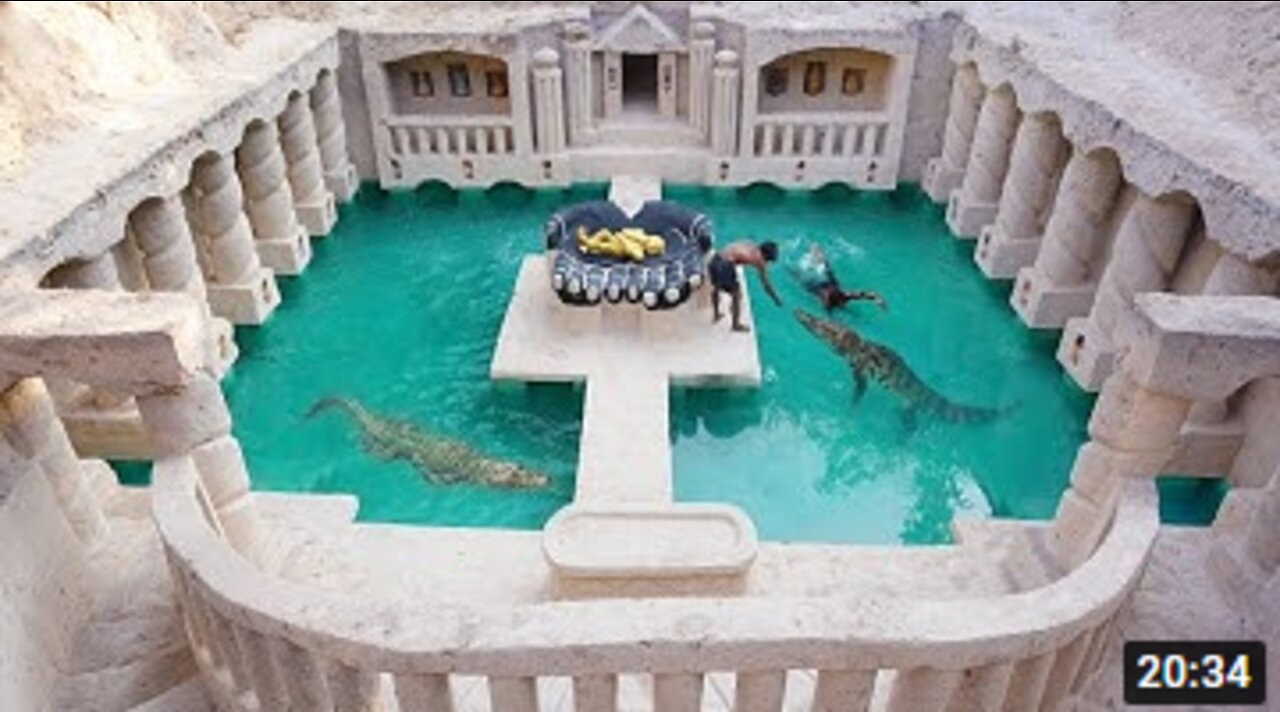 Build The Greatness Kings Underground Temple & Swimming Pool And Feed the Crocodile