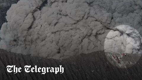 Moment climbers run for their lives as volcano erupts in Indonesia