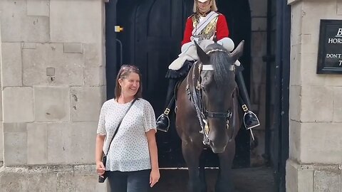 Horse bites her on the arm he bit me #horseguardsparade