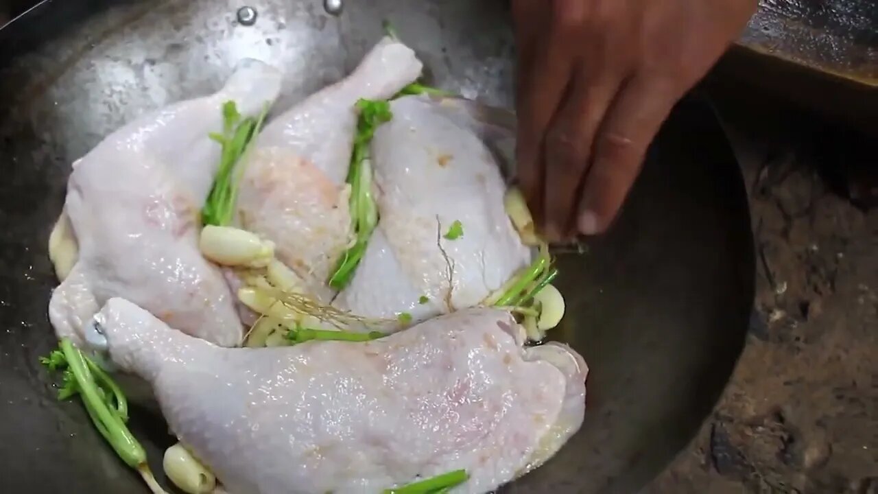 Cooking Coconut Chicken Leg Recipe eating so Yummy - Use Coconut water Cook Chicken Meat in Frn5 12