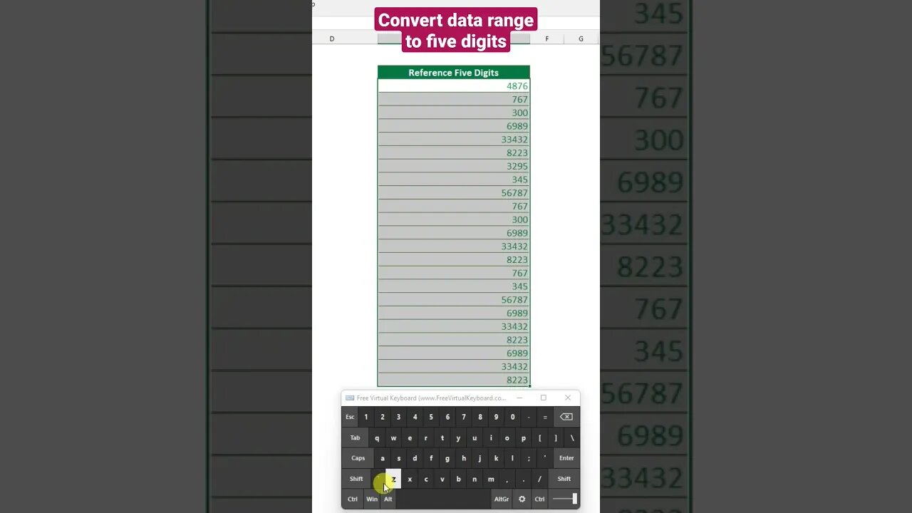 Convert data range to five digits #excel #تعليم #microsoft #اكسل #microsoftexcel #office #data