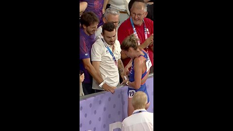 French athlete came in fourth in the 3000m steeplechase, and asked for her boyfriend's hand