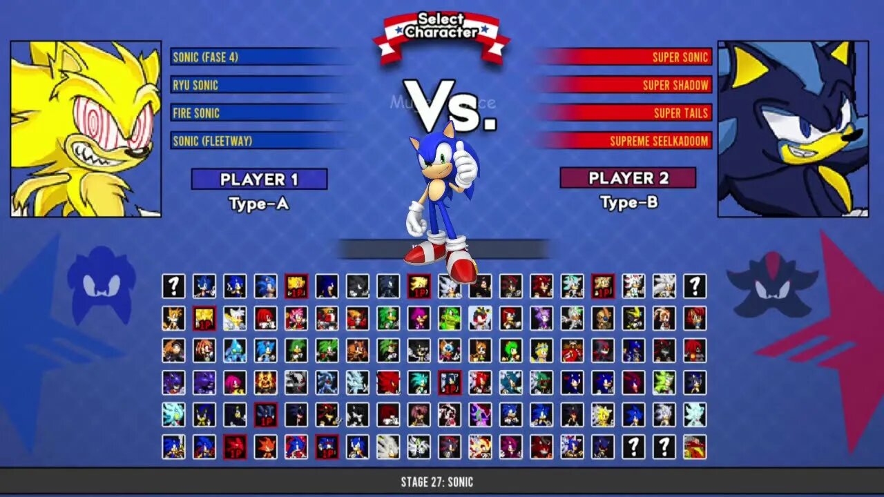 Sonic fase 4 & Ryu sonic & Fire sonic & Sonic fleetway VS Super Sonic I Sonic Battle MUGEN HD