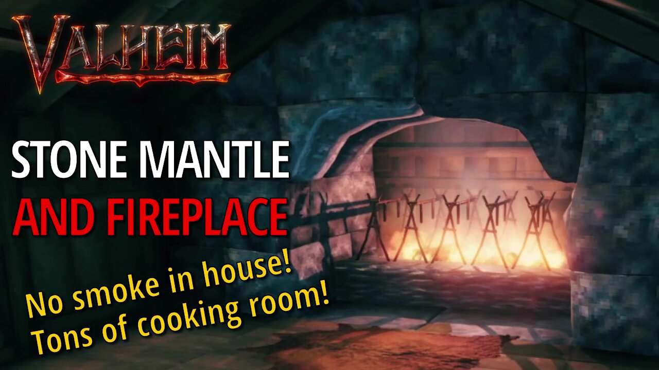 Stone Fireplace And Mantle - Valheim