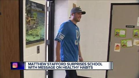 Matthew Stafford surprises school with message on healthy habits