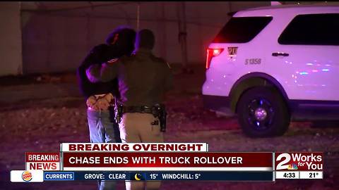 Police chase ends with truck rollover