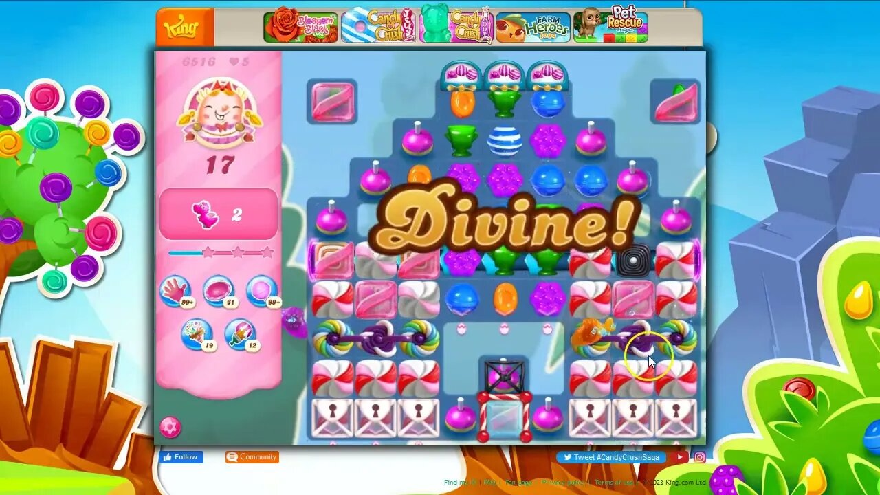 Candy Crush Level 6516 Talkthrough, 22 Moves 0 Boosters