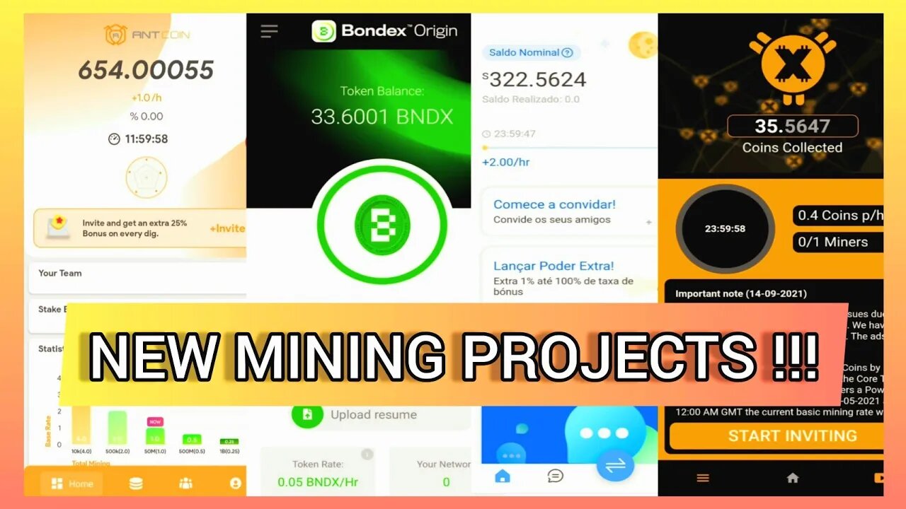 New FREE Cryptocurrency Mining projects for Mobile!!!