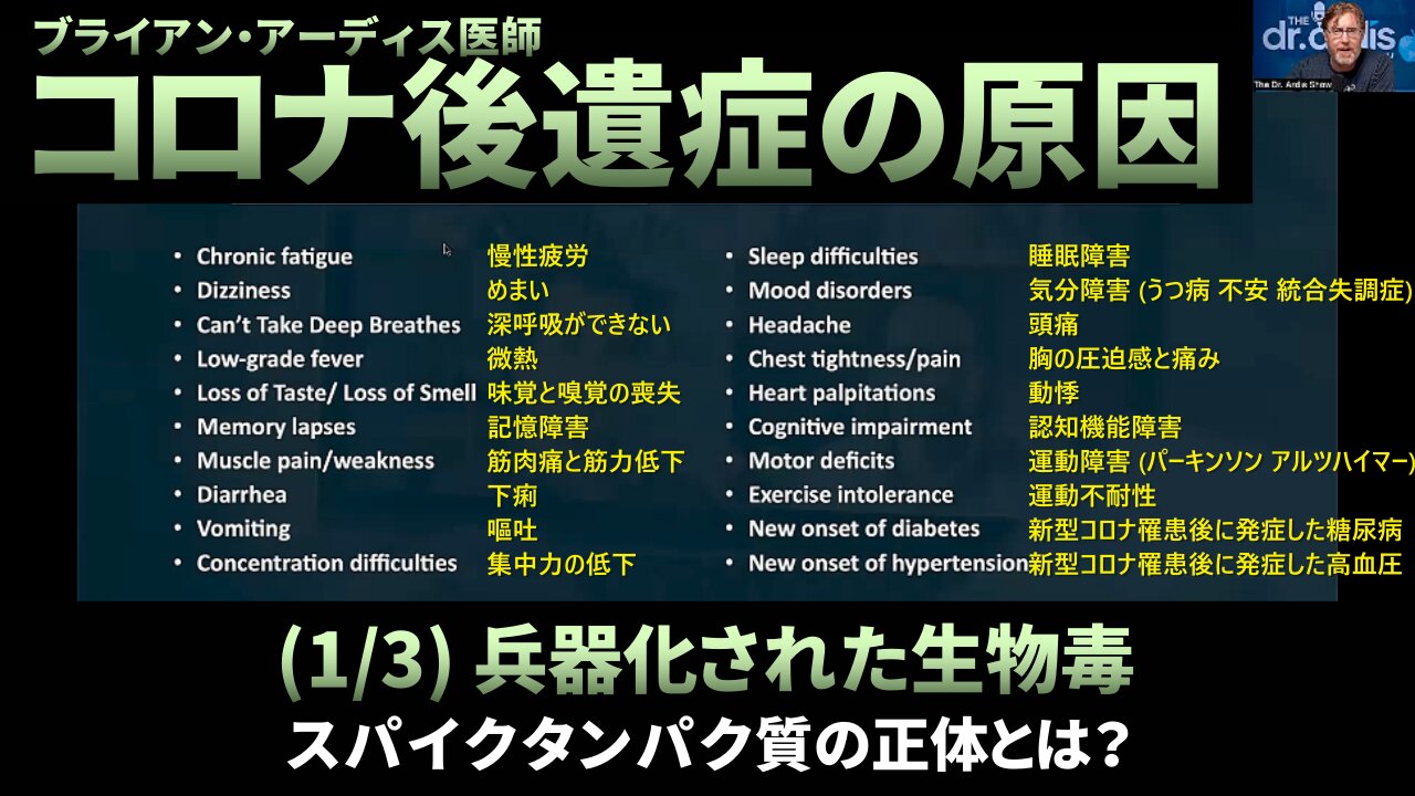 (1/3)兵器化された生物毒 ヘビ毒 コロナ後遺症の原因 スパイクタンパク質の正体 ブライアン・アーディス医師 Dr Bryan Ardis Weaponizing Venoms 2023/08/28