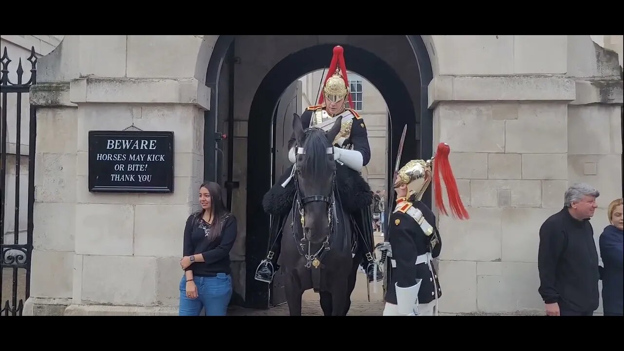 The guard let's him know he is too close #horseguardsparade