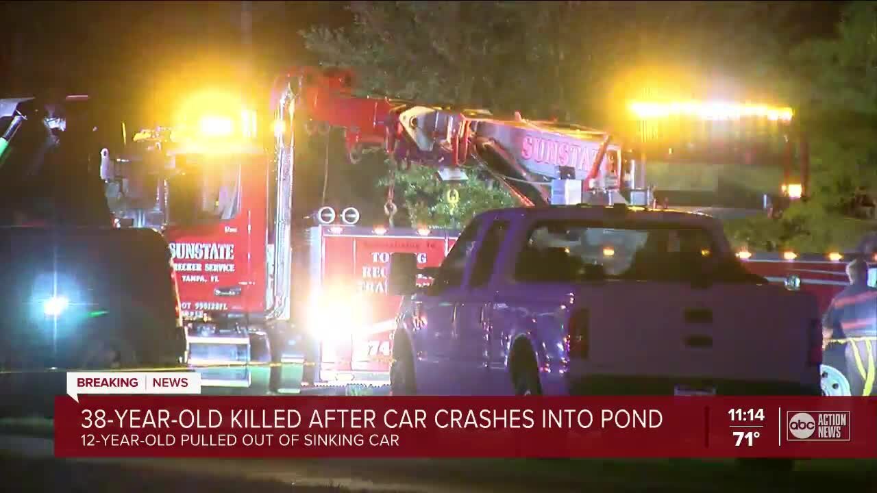 38-year-old killed after car crashes into pond