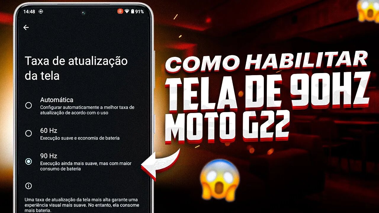 Como ATIVAR TELA DE 90Hz no MOTO G22