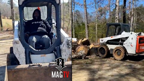 Rick Ross Works The Bobcat To Pile Up Trees He Cut Down! 🚜