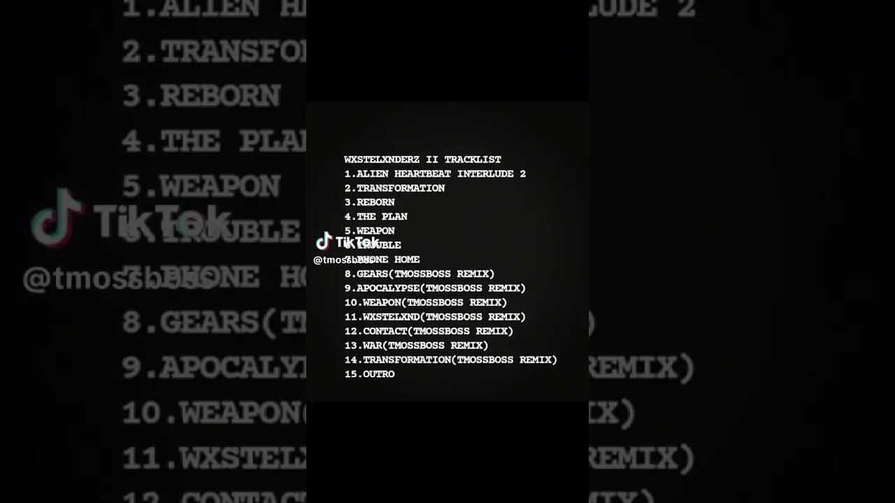 WXSTELXNDERZ II TRACKLIST!!