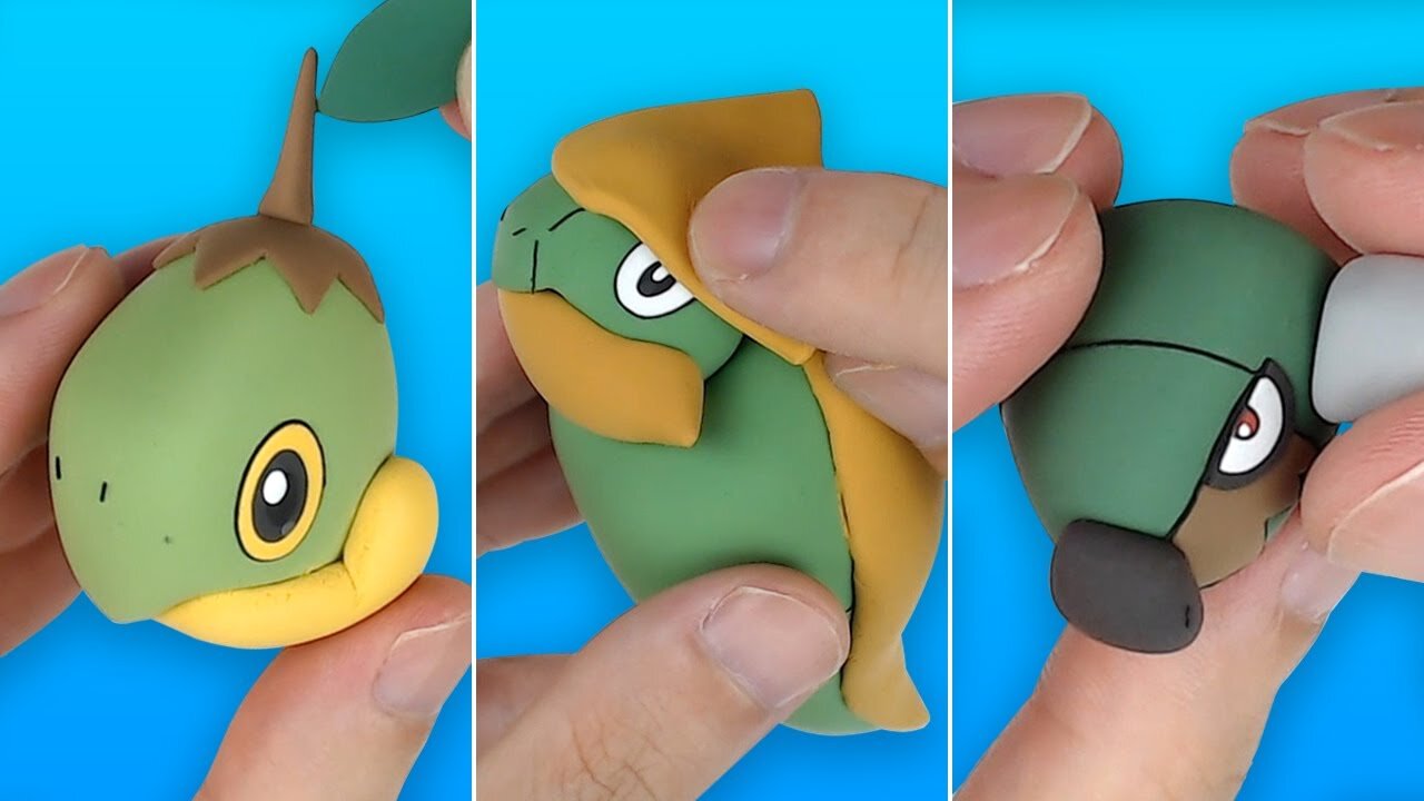 Making Pokemon figurines from clay Grotle, Torterra, Charmeleon, Charizard! / Art made of clay.