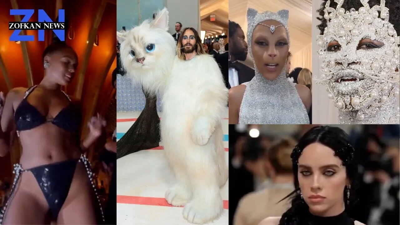 Met Gala 2023 celebrity compilation and Jared Leto in a cat costume