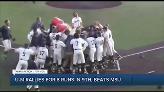 Michigan scores 8 runs in 9th inning to rally past MSU