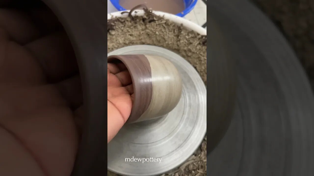 Trimming a cup made with two different clays #studiopottery #ceramics #ceramic #pottery #homedecor