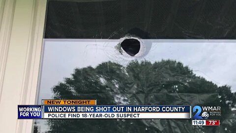 18-year-old suspected of shooting out more than a dozen windows in Harford County